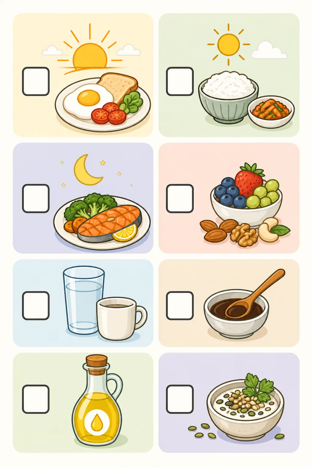 식사 간식 음료 소스를 확인하는 식이 기록표 작성법 체크리스트